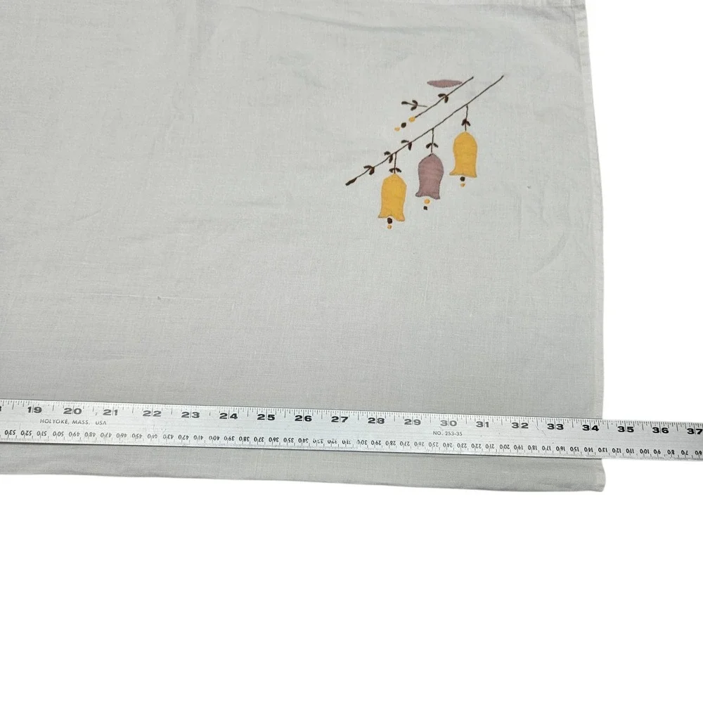 Vintage Handmade Linen Tablecloth Set Napkins Floral Applique Embroidery Cottage